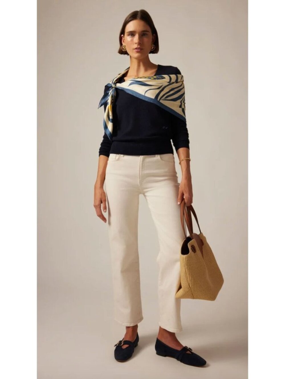 Mother Lil' Rambler Ankle Zip Jeans Size 33 in Cream Puff Cropped Ankle